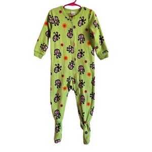 Toddler Size 3T Girls Monkey Pajamas, Footed Pjs, Jumping Beans